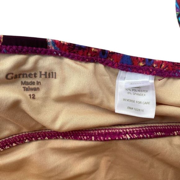 Garnet Hill Swimsuit Padded Bra Swim Dress Women’s Size 12 Paisley Floral - Picture 3 of 6